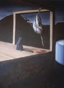 Emoe Slachten /  Emu Slaughter (1998)  - Acryl en olieverf op doek 150 x 120 cm Priv&eacute;collectie 